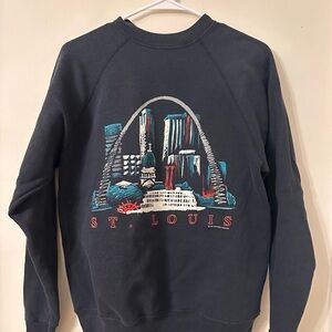 Vintage St. Louis Graphic Crewneck Sweater - Navy